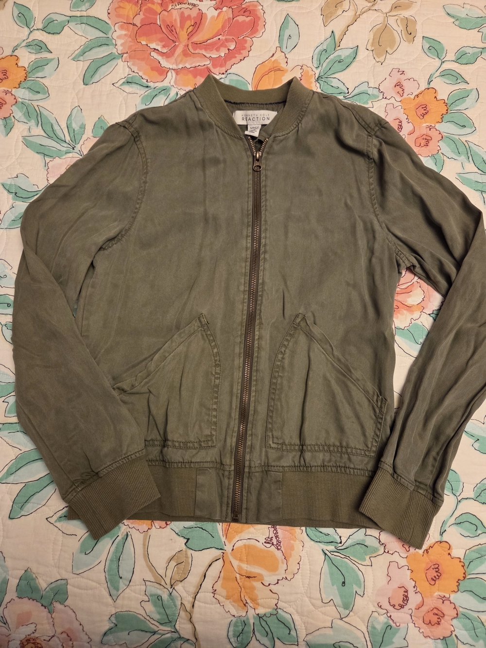 Kenneth Cole Reaction Olive-Style Zip Bomber Jacket